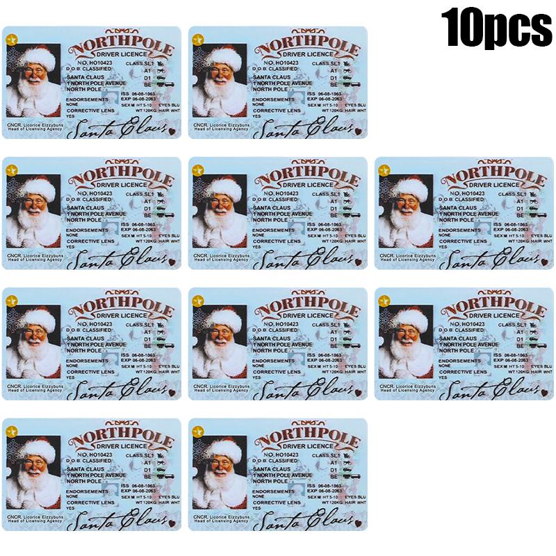 5-10 Cards Santa Claus Drivers Licence Merry Christmas Gift For Children Kids Favors 2025 New Year Party Decoration Supplies