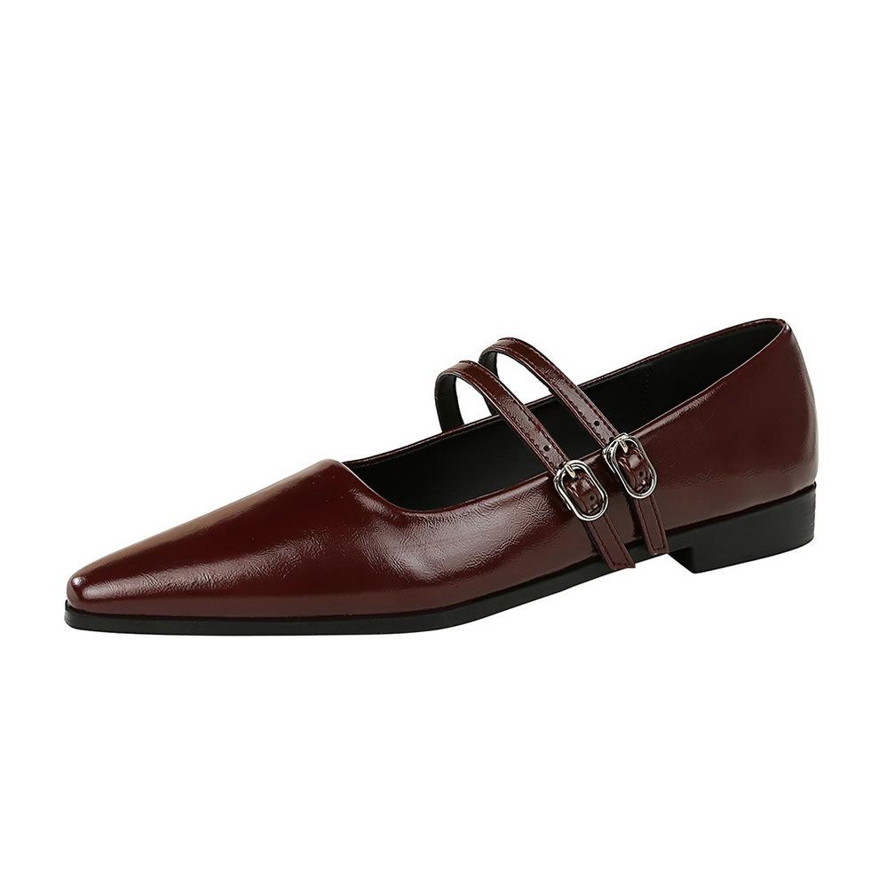 Fashion Women's Retro Elegant Pointed Toe Low Heel Mary Jane Shoes Solid Color Simple and Comfortable Soft Sole Office Pumps Footwear