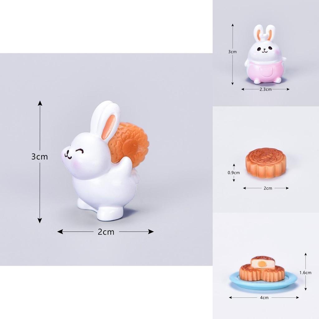 Lovely Resin Rabbit Eat Mooncake Micro Landscape Decor For Mid-autumn Festival Home Accents