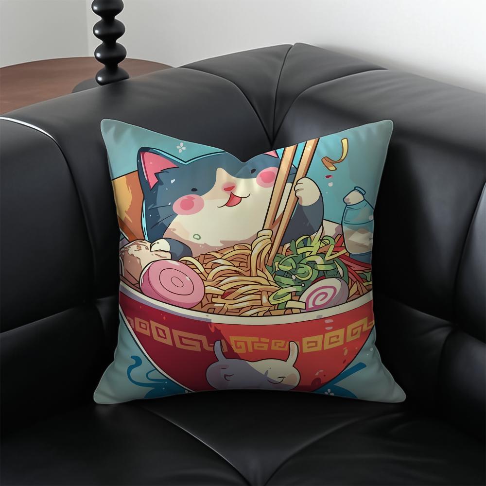 RRamen Animal Pillow Anime Art Cushion Cushion Cover Pillow Case Antidustmite Invisible zipper silky plush cushion