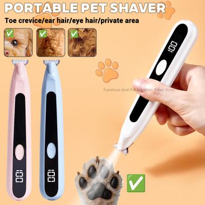 Pet Dog Electric Beauty Hair Trimmer with LED Light, Pet Foot Hair Electric Push Clipper, Silent Cat Facial Ear Foot Hip Shaver