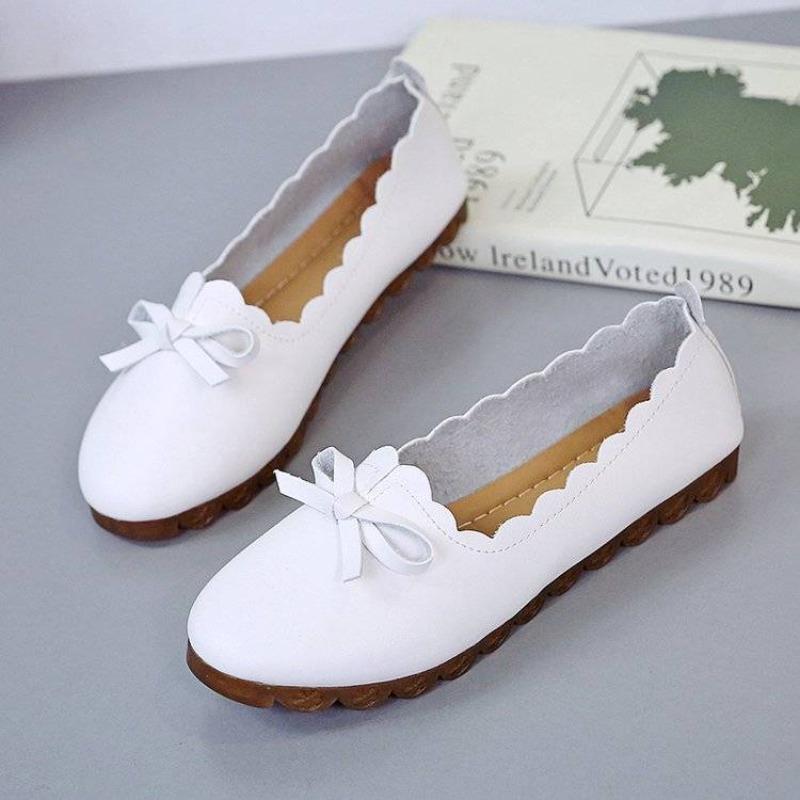 Fashion Shoes For Women Luxury Leather Casual Round Toe Moccasins With Bow Woman Flats Novelties And Low Price Elegant Fashionable A