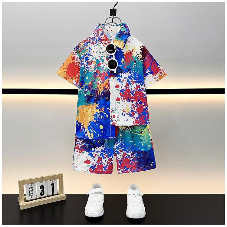 Trendy Boys' Street Style Summer Beachwear Two-Piece Set