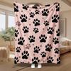 Cute Paw Print Pattern, Pet Lovers Gift, Soft Cozy Blanket, Pink And Black Design, Multi-Purpose Home Decor, Warm Comfort