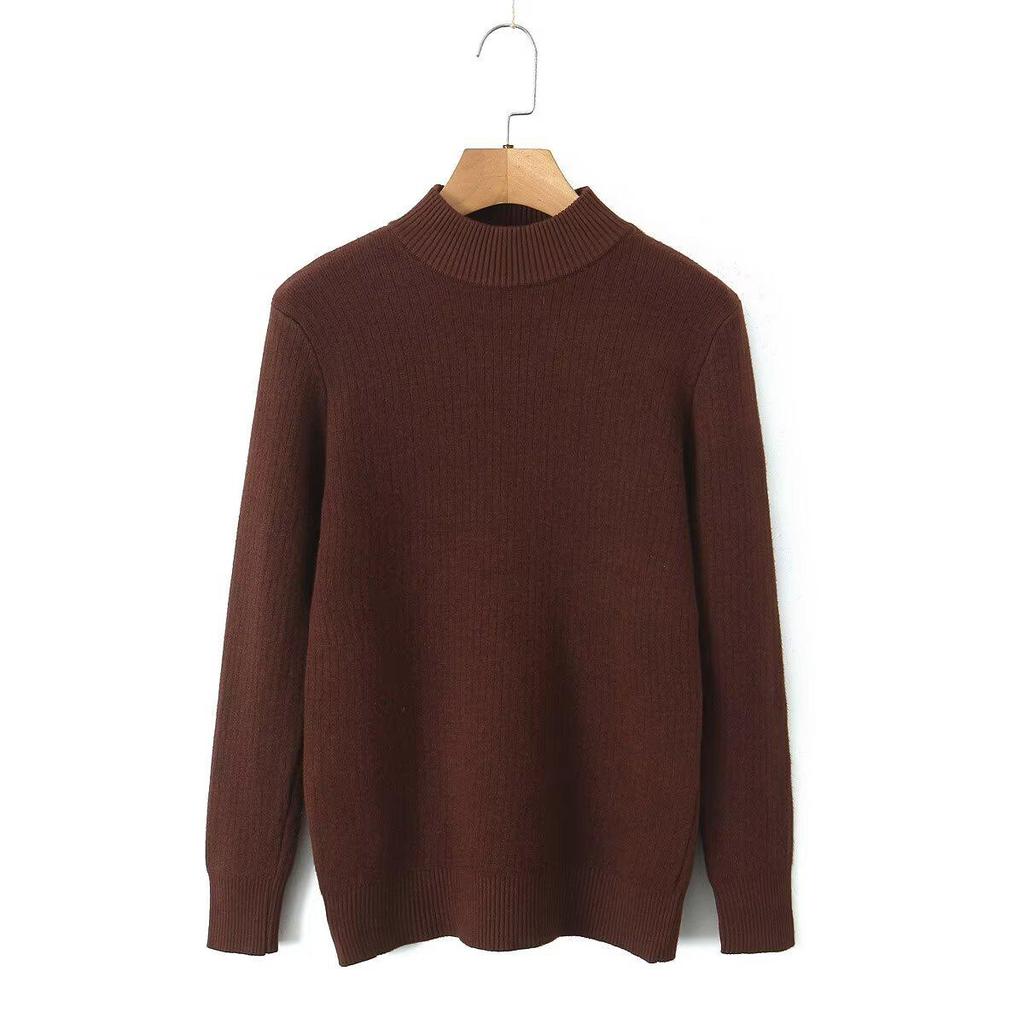 2024 Autumn Women's European & American Style Fleece-lined Warm Pullover Sweater