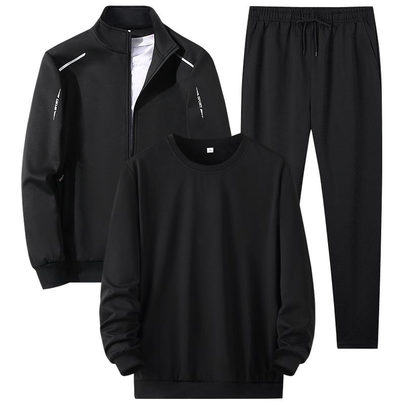 Sports Suit Men's Cardigan Sweatshirt Three Piece Set Casual Sweatpants Youth Loose Round Neck Top Trendy Long Sleeved Shirt