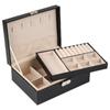 PU Leather Double-layer Jewelry Box 2 Layer Necklace Earring Box Jewelry Display Case  Women