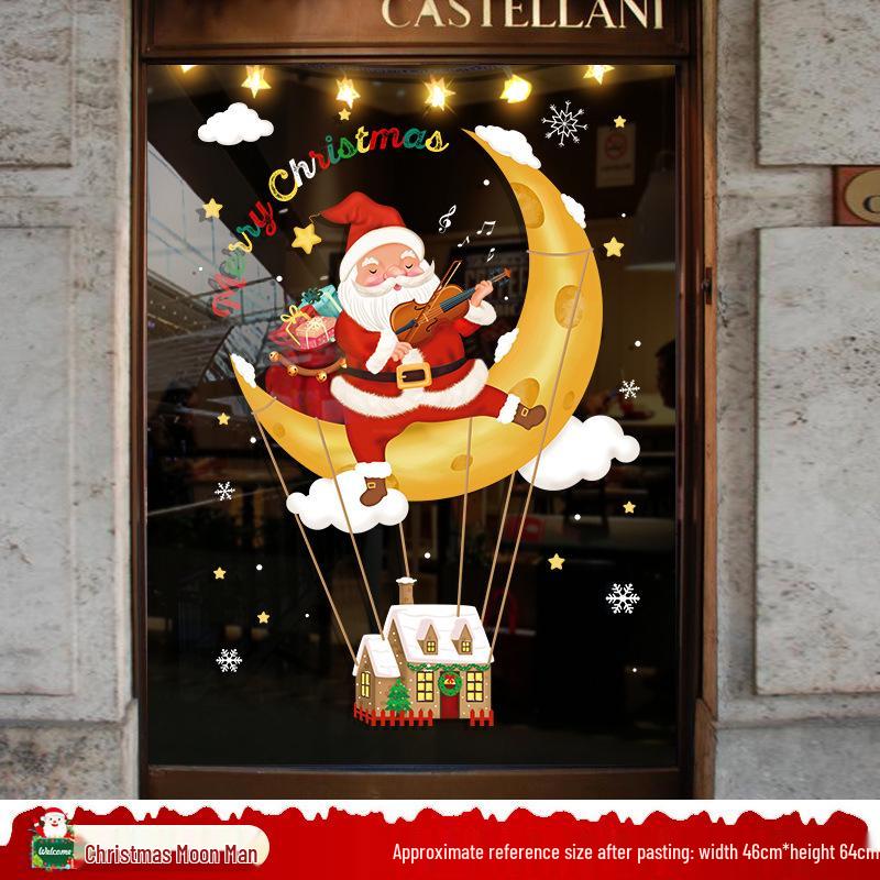 Santa Claus Christmas Window Clings - Tree, Door Stickers & Ornament Decor