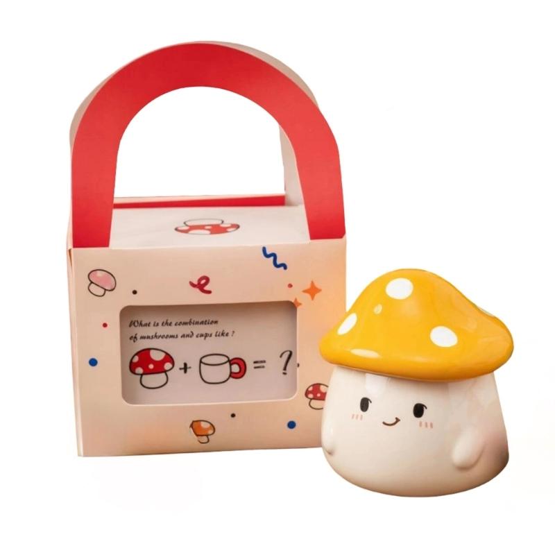 Mushroom Shaped Ceramic Mug Lid Unique Designs Drinking Cup For Women Gift Heat Resistant Home Drinkware