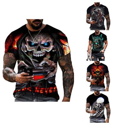 Μαύρο T-Skull Ανδρικό T-Skull Punk Skull T-Shirt Rock Gun Blue T-Shirt 3D printed T-shirt Retro Gothic Ανδρικά ρούχα καλοκαιρινό τοπ