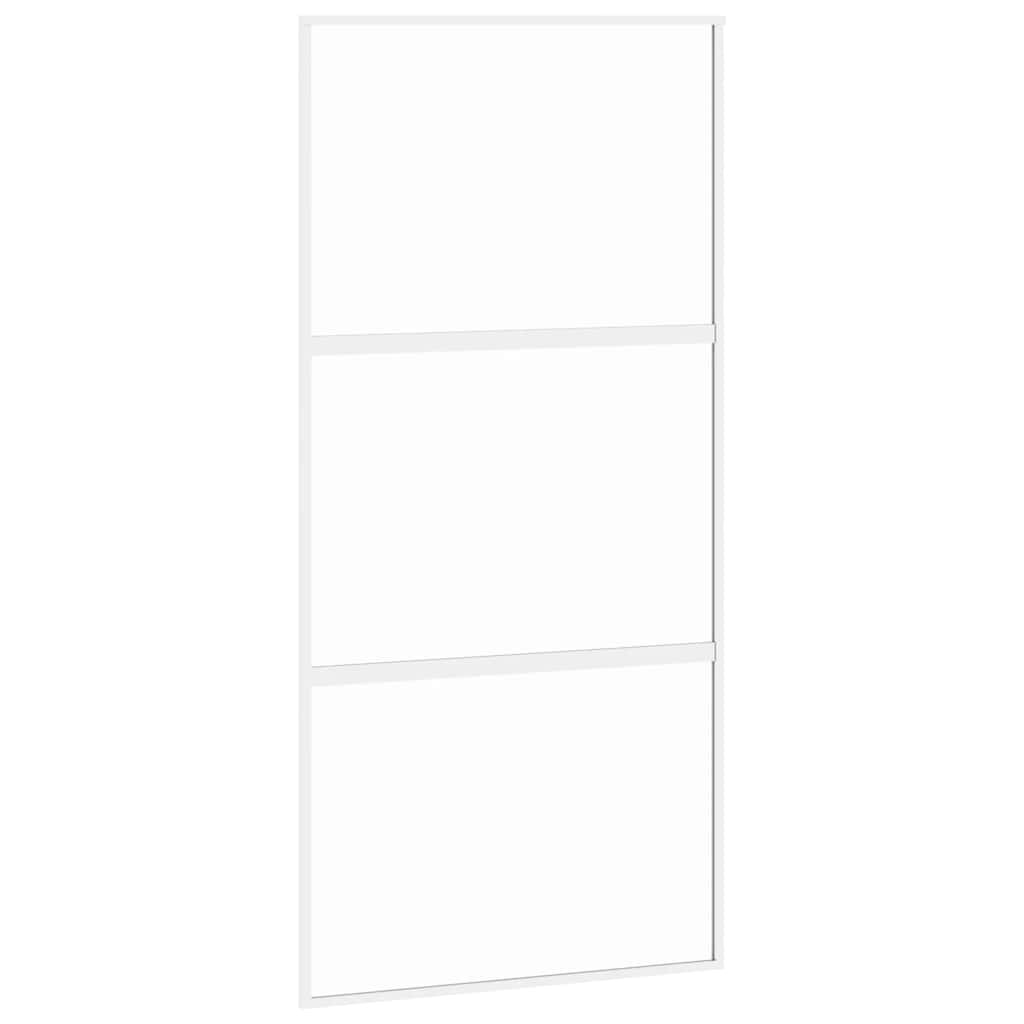 Sliding Door White 102.5x205 Cm Tempered Glass and Aluminum