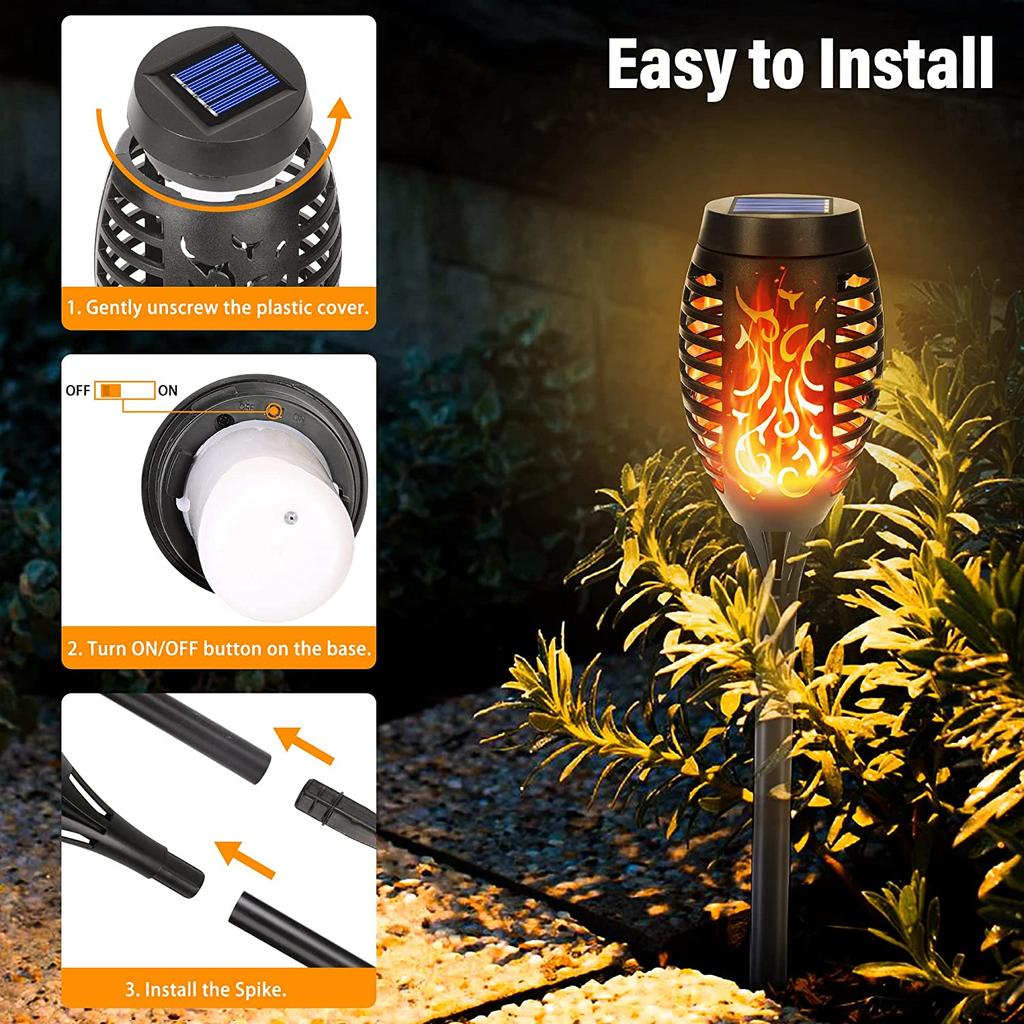1/2/4/6/8/10Pcs Solar Flame Torch Lights Flickering Light Waterproof Garden Decoration Outdoor Lawn Path Yard Patio Floor Lamps