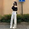 Weiße High-Waist Weitbeinige Jeans für Damen - Frühjahr/Sommer Kollektion 2025, High-End Lockerer gerader Schnitt mit Fall.