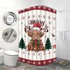 1pc Christmas Highland Cow Print Waterproof Shower Privacy Hanging Curtain with 12 Hooks, Multiple Sizes Machine Washable
