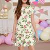 Vestidos para Niñas Manga Corta Estampado Floral Vestido de Dama de Honor para Adolescentes Vestido Casual para Niñas Vestidos Talla 10-12