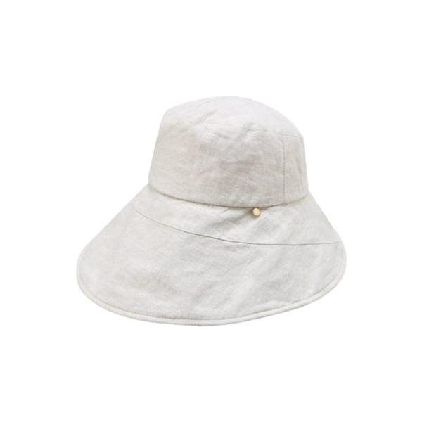 DakS Women S Beige Check contraSt Linen Floppy Hat Dche6e121i2