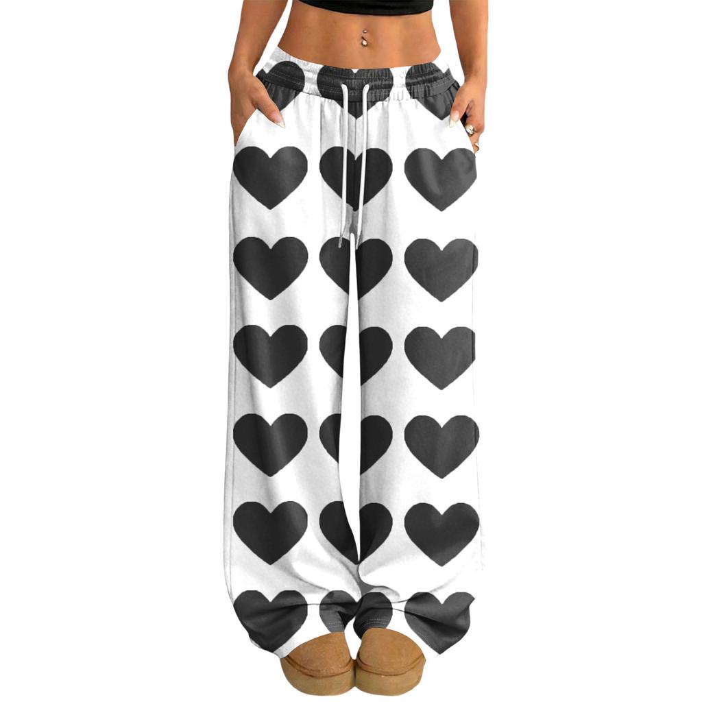 Women's Casual And Fashionable  Elastic Waist Loose Wide Leg Pants