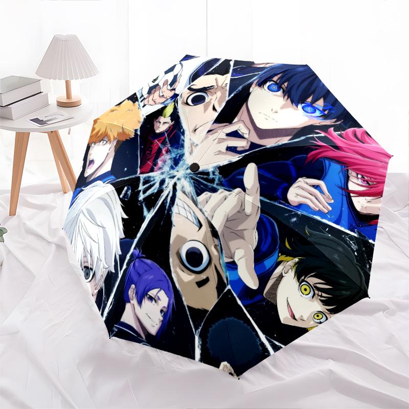 Blue Lock  Pattern, Automatic Folding Umbrella, Portable and Foldable Design, 8 Ribs, a Christmas or Birthday Gift.