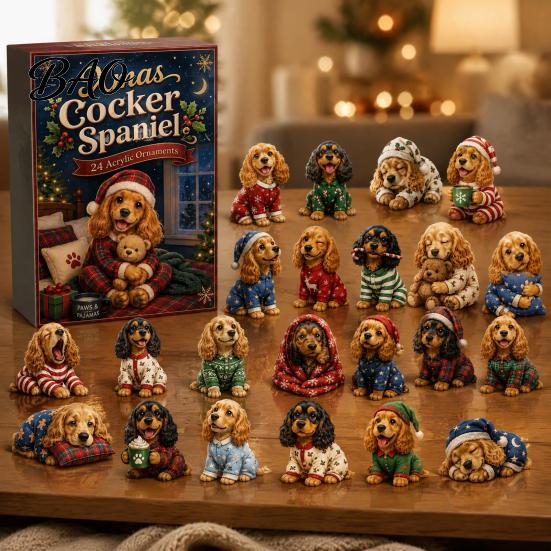 Cute Dog Theme Decor Advent Calendars 2026, 24 Days Christmas Countdown Calendar with 2D Acrylic Hanging Ornaments Ornament, Collectible Animal