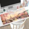 Large Gaming Mousepad Eiffel Tower Cherry Blossom Hd Print NonSlip Rubber Lock Edge Desk Mat For Pc Laptop Office Desktop Decor