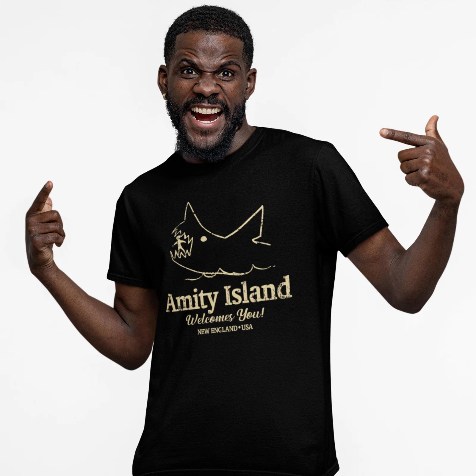 Amity Island Welcomes You - Jaws Hand Printed T-Shirt Film Fan Gift 3XL