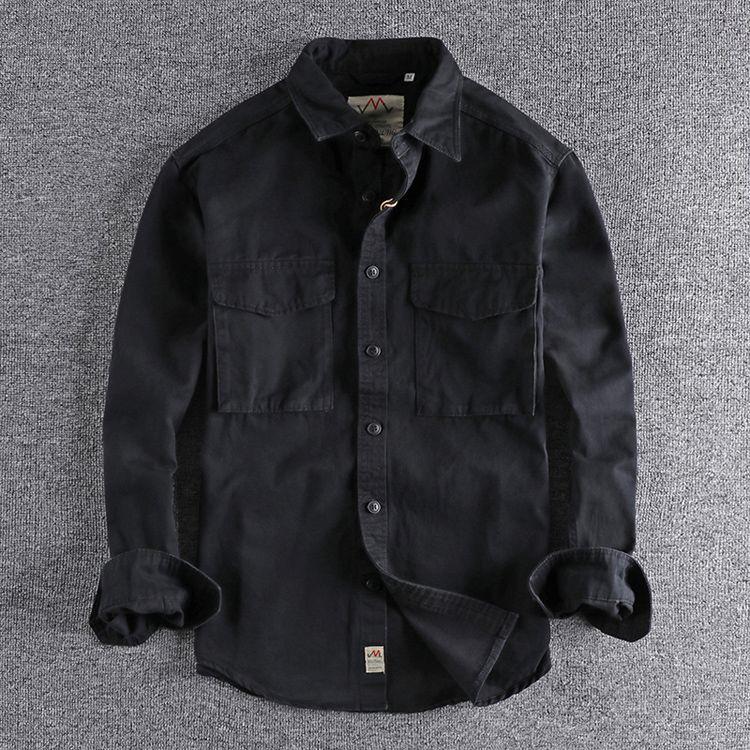Men's Retro Khaki Workwear Shirt Jacket with 3D Pockets - Spring/Autumn Trend