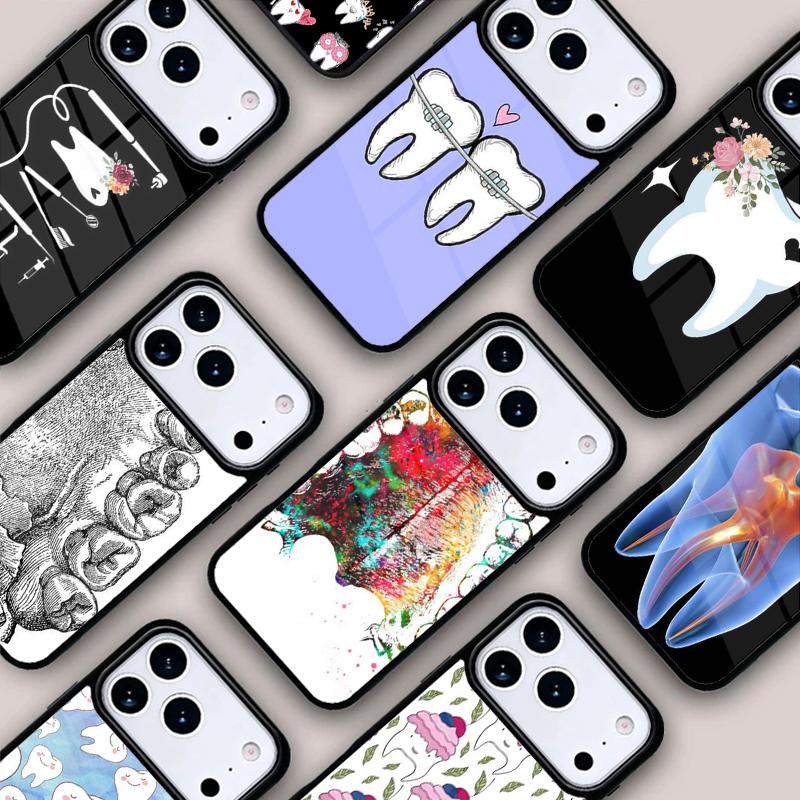 Dentist Tooth Pattern Phone Case For IPhone 17 16e 15 14 13 12 11 Pro Max Air Mini Soft Protective Cover