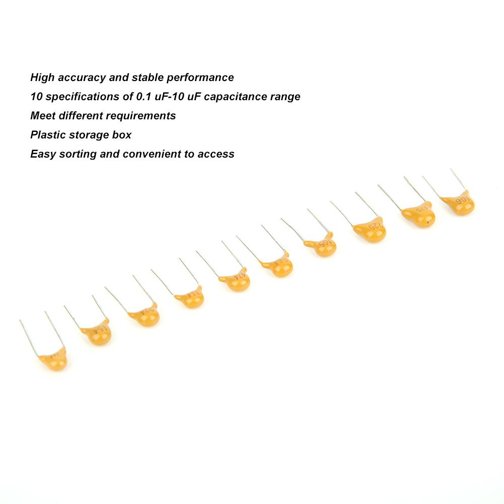 500 Stück Keramikkondensator-Kit Mehrschichtsortiment 0,1uF-10uF Zubehör Elektronische Bauelemente