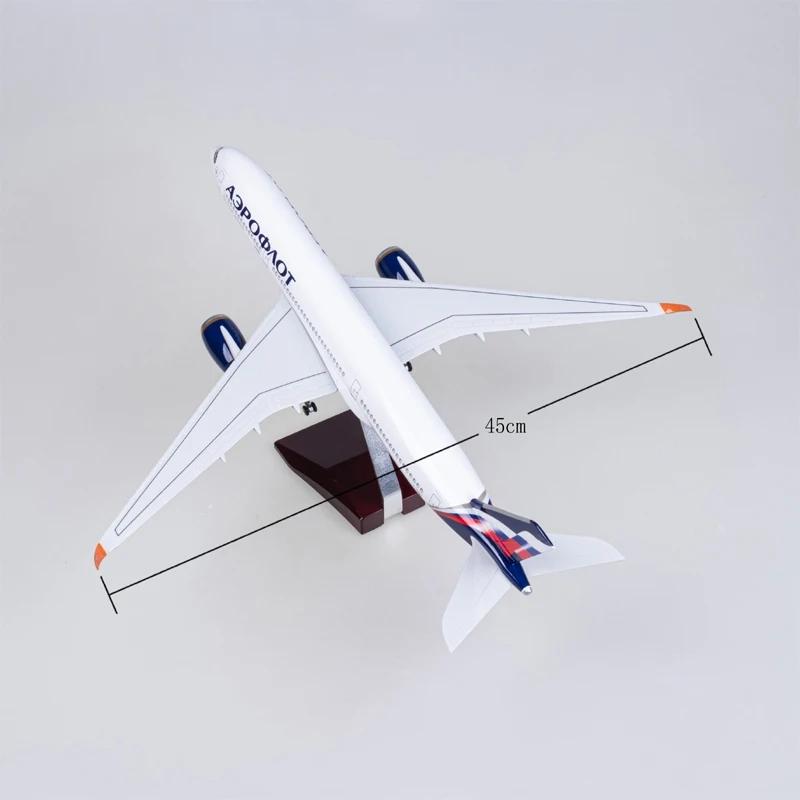 47CM 1/142 Scale Airplane Airbus A350 Aeroflot Russian Airlines Model W Light and Wheel Resin Plane For Collection Display Toys