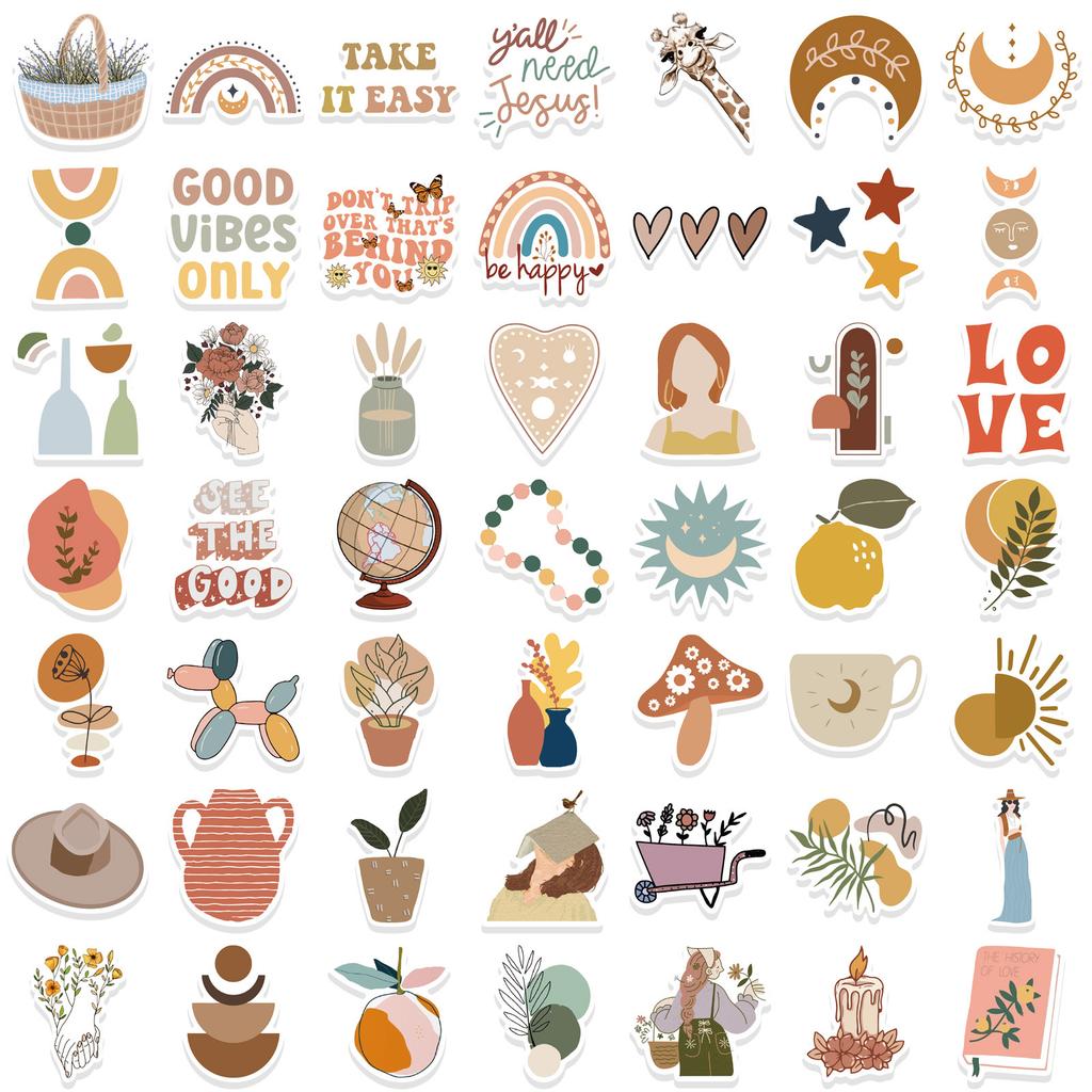 100 Bohemian Style Stickers Personalized Decorative Suitcase Notebook Waterproof Stickers