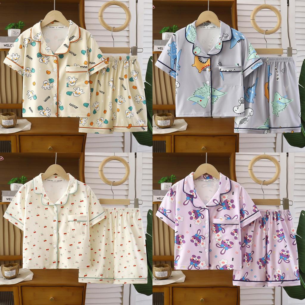 Animal Patterns Kids Summer Pajamas With Breathable Fabric