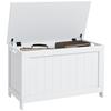 Storage Chest, Modern Storage Trunk with 2 Safety Hinges and Cut-out Handles, Wooden Toy Box for Living Room, Entryway, 76 X 40 X 48 Cm, White