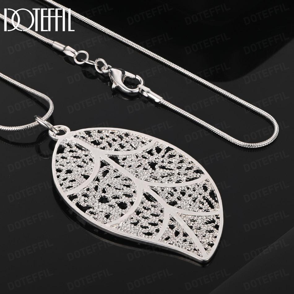 Ожерелье-подвеска в виде листа из стерлингового серебра 925 пробы Модные украшения 45CM