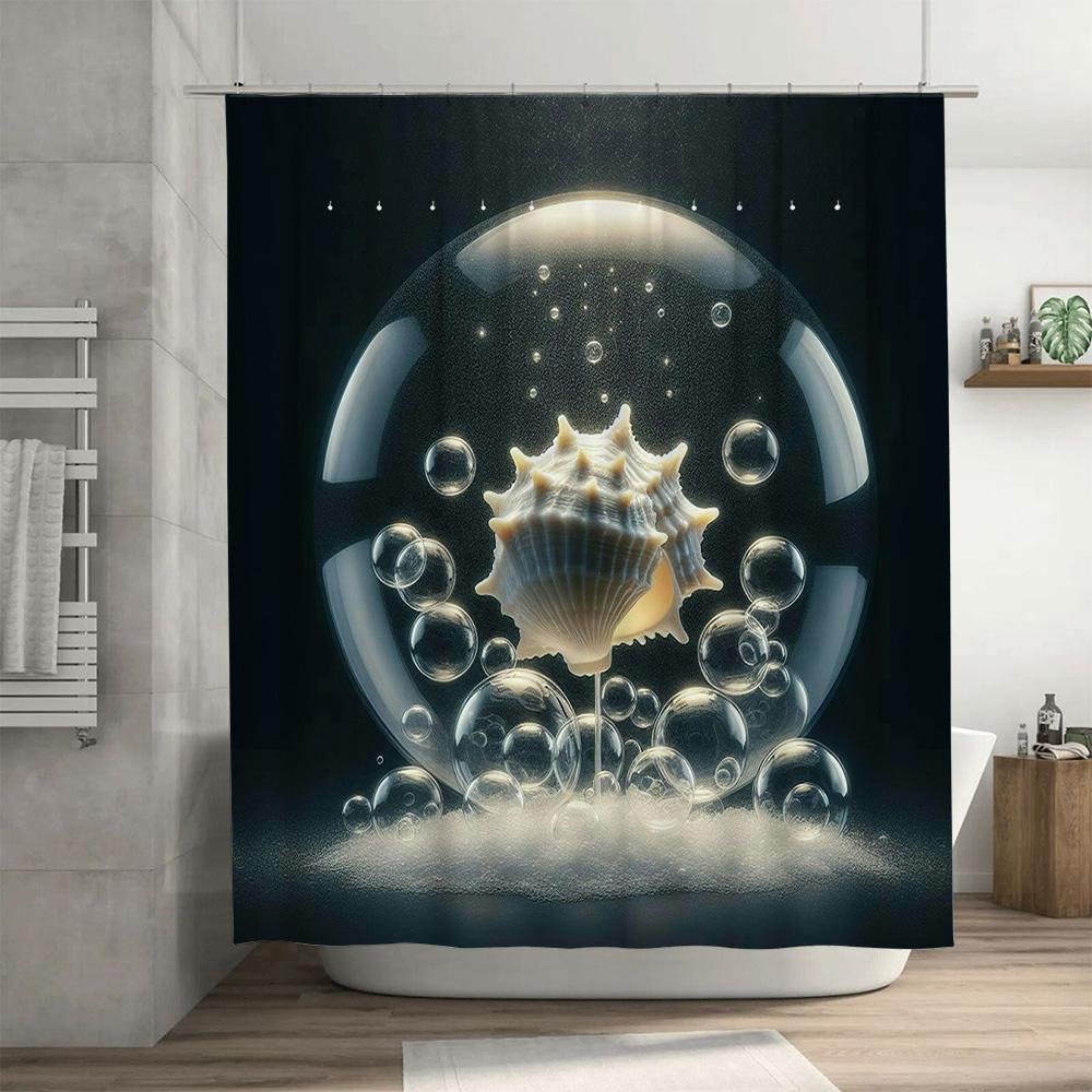 Seashell Shower Curtain Waterproof Non-Toxic Print Bath Decoration Perfect for Beach Themed Bathroom Decorations