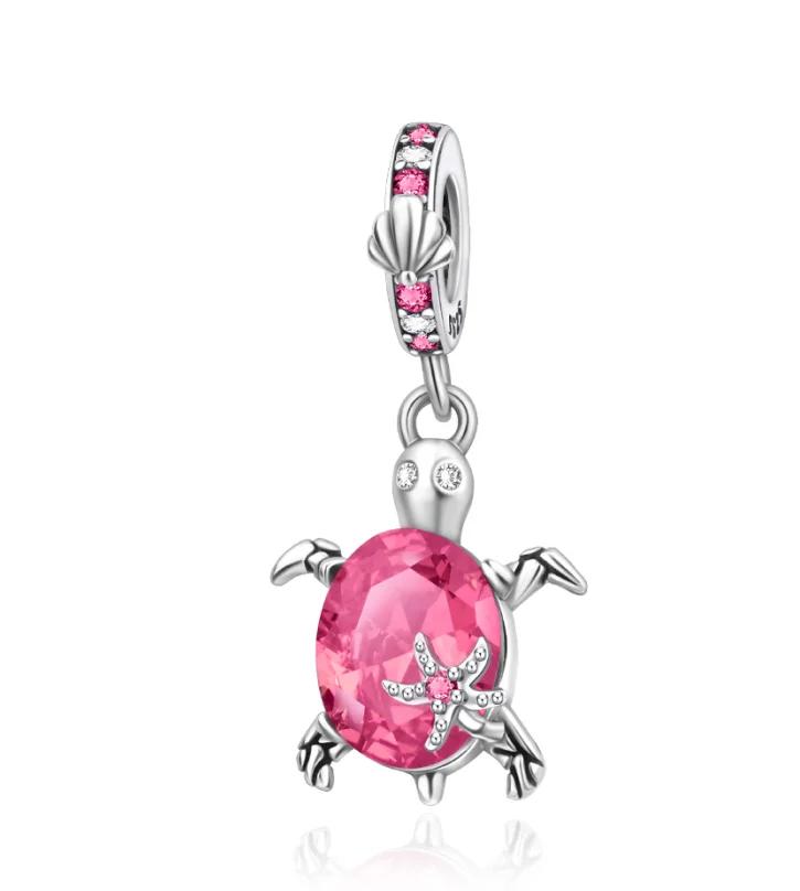 Brand New Summer Murano Glass Sea Turtle Dangle Charm Bead Component Colorful Crystal Pendant Bead Components Compatible With Authentic Original