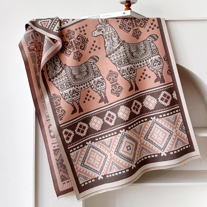Travel Imitation Cashmere Ethnic Style Women'S Warm Scarf Cool Alpaca Print Fashionable And Elegant Shawl