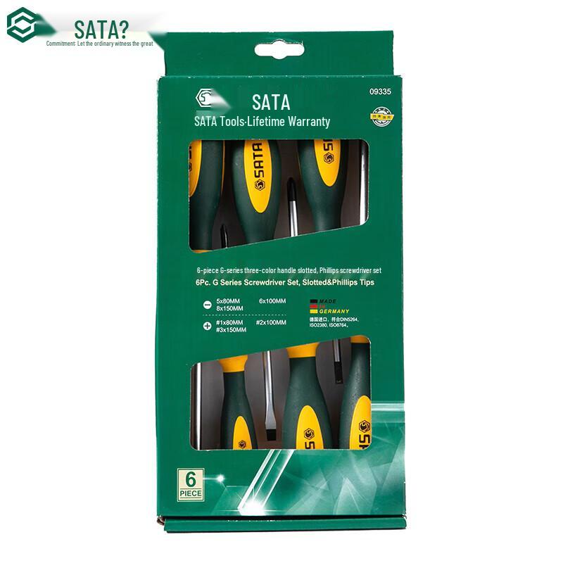 SATA 09335 G-Series Magnetic Flat/Phillips Screwdriver Set 6-Piece Set