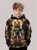 Halloween Hoodies for Kids Robot Pumpkin Graphic Long Sleeve Boys Sweatshirt Holiday Children Tops Cartoon Children's Clothing