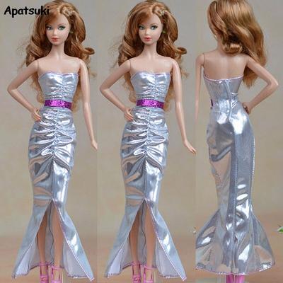 Rochie Elegantă Argintie de Petrecere Haine Pentru Păpuși Barbie Haine Pentru Păpușă BJD 1/6 Fată Cadou Pentru Crăciun Haine Păpușă 1:6 Jucărie Copil