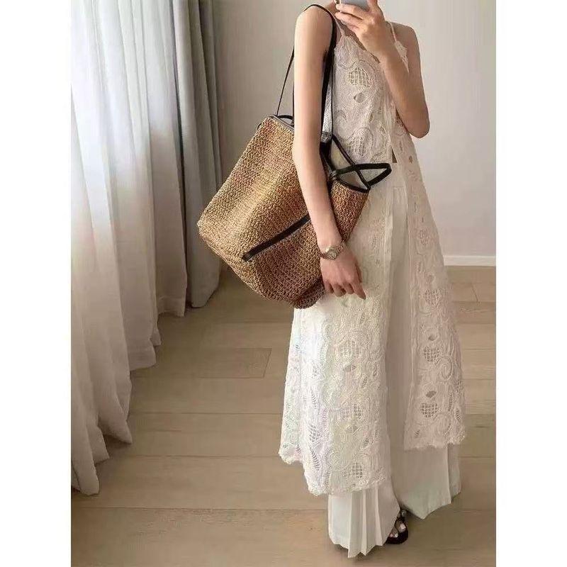 

Straw Woven Bag Women s Large Capacity 2025 New Arrival Summer Tote Bag Shopping Bag Seaside Vacation Beach Bag Woven Bag Brown [large]]