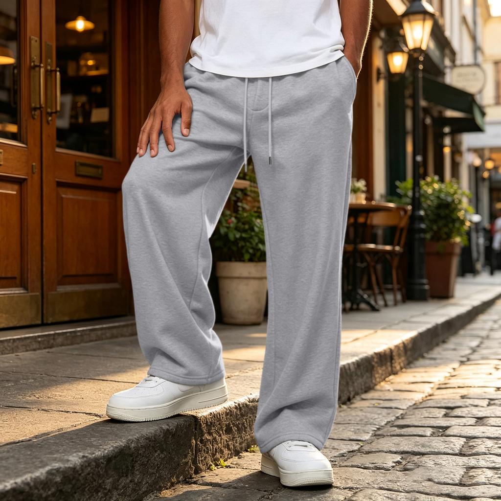 Calça de Moletom Colorida Masculina de Caimento Solto com Cordão e Cintura Elástica - Joggers Casuais Plus Size para o Dia a Dia