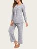 European & American Women's Fashion: Autumn 2025 2-Piece Pajama Set – Casual Long Sleeve Top & Pants with Pockets