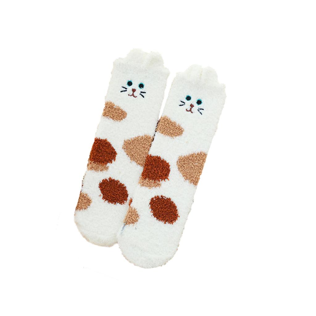 Women Cute Pet Coral Velvet Socks Plus Velvet Warm Home Floor Socks In Tube Socks