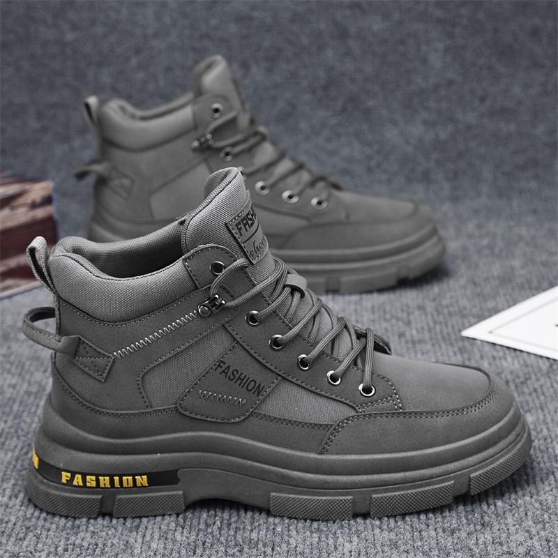 New Fashion Autumn And Winter Men's High Top Martin Boots Students Male Boys Trending Soft Sole Work Shoes Labor Protection Martin Sneakers