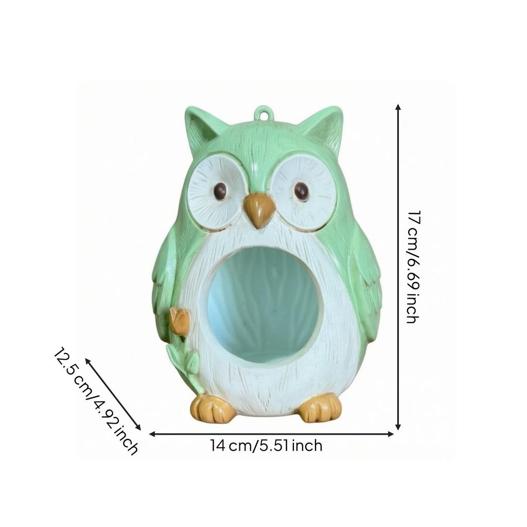 Owl Bird Feeder Outdoor Hanging Resin for Garden, Patio, Gardeners
