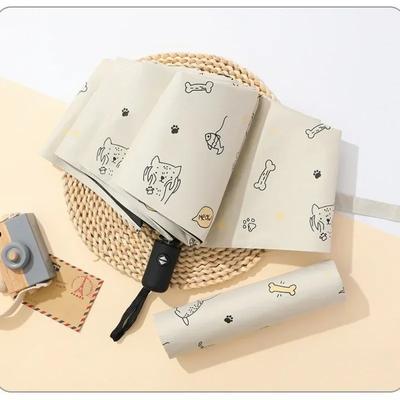 Automatic Umbrella Uv Protection Sun Umbrella Sunshade Folding Umbrella Vinyl Cartoon Animal Rain Or Shine Dual-Use Umbrella