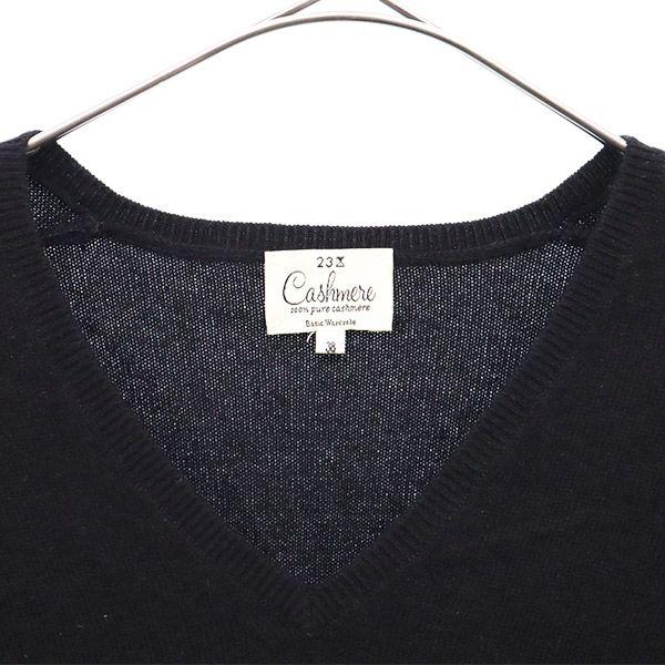 23ku Cashmere 100% Long Sleeve V Neck Sweater 38 Black Knit Women Used