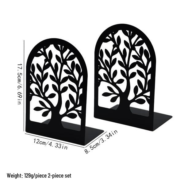 Creative Wrought Iron Metal Book Storage Rack and Personalized Hollowed-Out Bookends