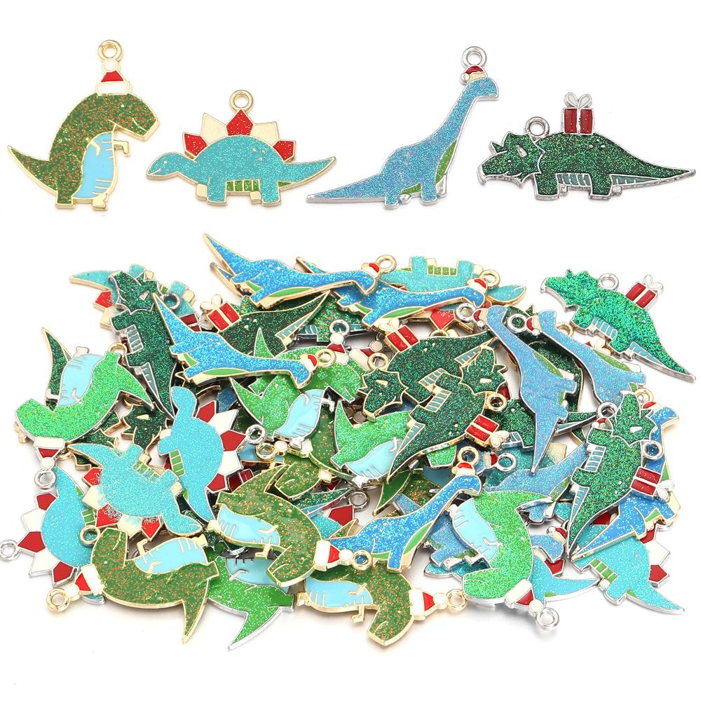 6pcs/lot Alloy Enamel Dinosaur Charms Colorful Cute Animal Charms Pendants For DIY Jewelry Making Necklace Keychain Accessories