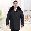New Winter Dad Down Jacket Medium and Long Warm Winter Clothing Men's Middle and Old Removable Liner Hooded Jacket